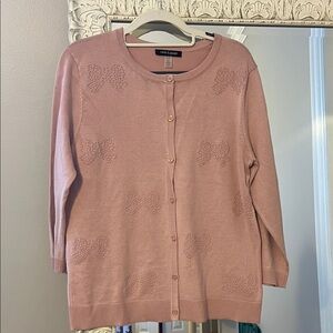 Cable & Gauge Dusty Pink Cardigan with Bow Accents
